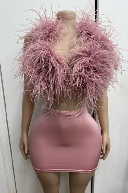 Ostrich Feather Set ~Mauve Half pack