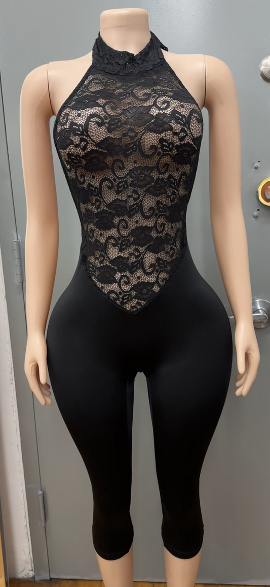 Combo Lace Capri Jumpsuit